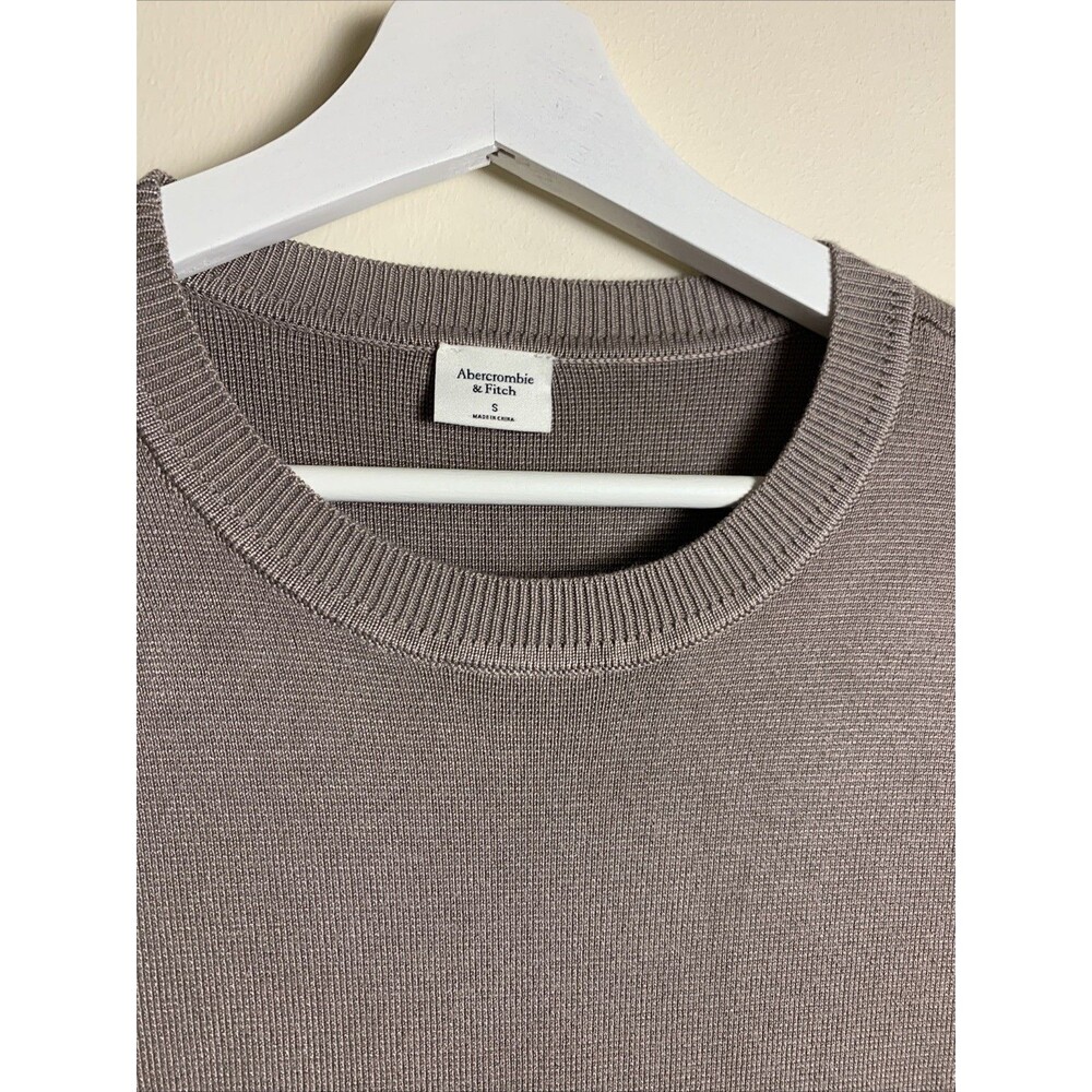 ABERCROMBIE & FITCH Taupe Crew Neck Bodysuit Long Sleeve Corset Ribbed Small Y2K - Picture 2 of 9